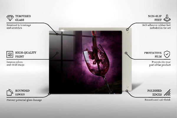 Steklena podloga za rezanje Kozarec vina