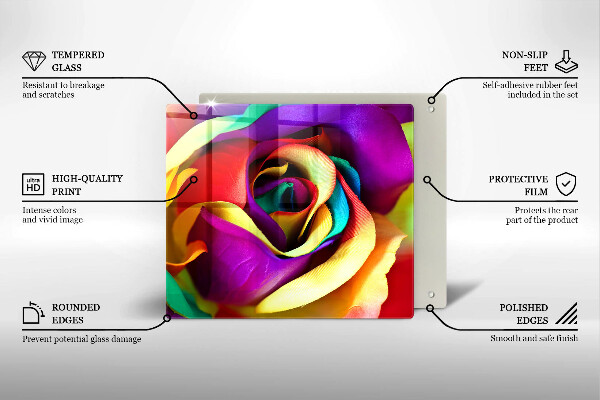 Steklena podloga za rezanje Pisani cvetni listi vrtnic