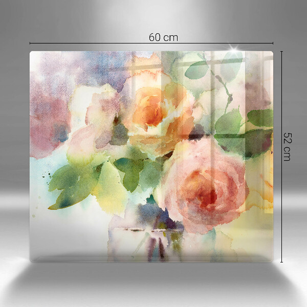 Steklena podloga za rezanje Poslikane rože