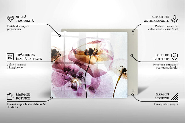 Steklena podloga za rezanje Nežni cvetovi