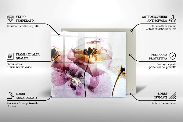 Steklena podloga za rezanje Nežni cvetovi