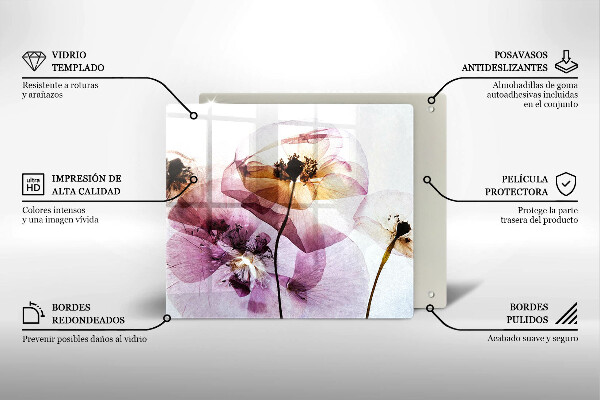 Steklena podloga za rezanje Nežni cvetovi