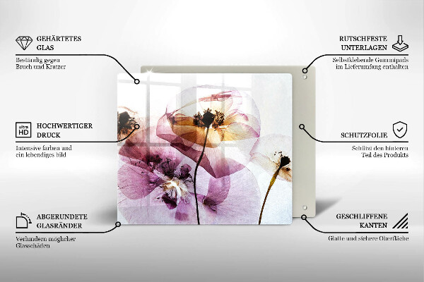 Steklena podloga za rezanje Nežni cvetovi