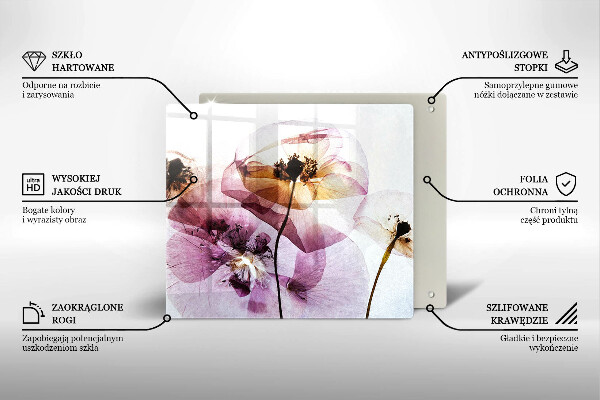 Steklena podloga za rezanje Nežni cvetovi