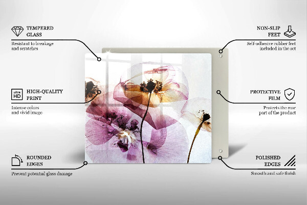 Steklena podloga za rezanje Nežni cvetovi