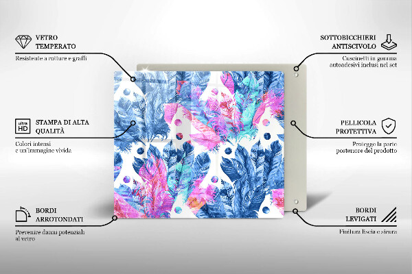 Steklena podloga za rezanje Boho ilustracija perja