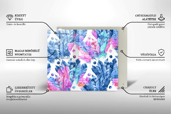 Steklena podloga za rezanje Boho ilustracija perja