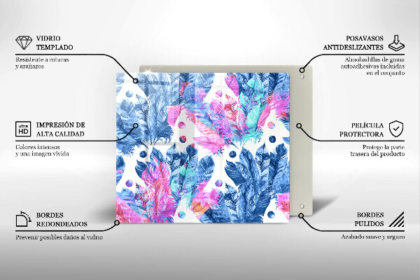 Steklena podloga za rezanje Boho ilustracija perja