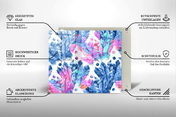 Steklena podloga za rezanje Boho ilustracija perja