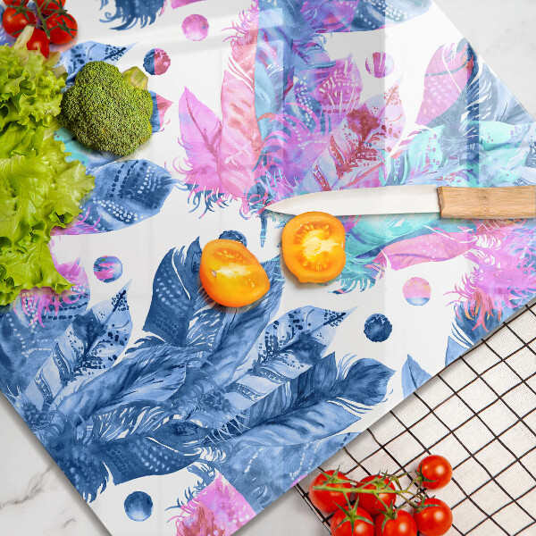 Steklena podloga za rezanje Boho ilustracija perja