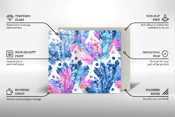 Steklena podloga za rezanje Boho ilustracija perja