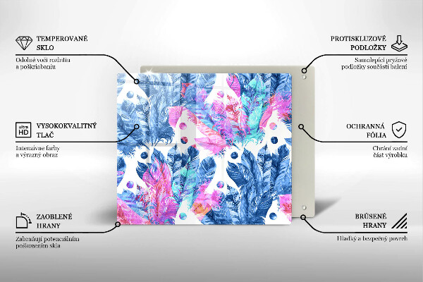 Steklena podloga za rezanje Boho ilustracija perja