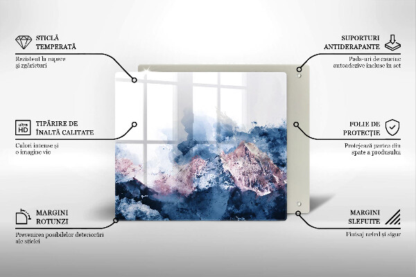 Steklena podloga za rezanje Abstraktno poslikane gore