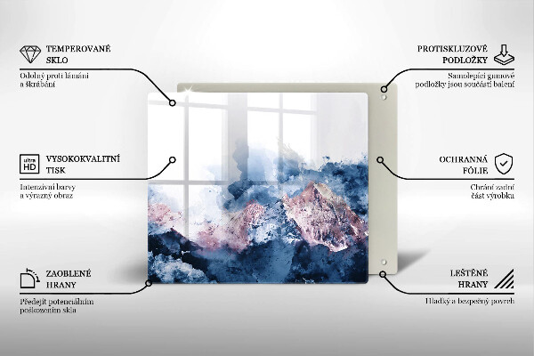 Steklena podloga za rezanje Abstraktno poslikane gore