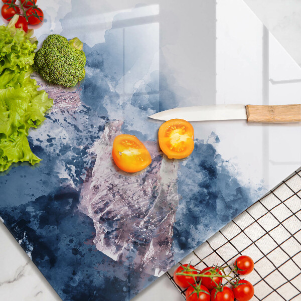 Steklena podloga za rezanje Abstraktno poslikane gore