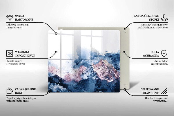 Steklena podloga za rezanje Abstraktno poslikane gore