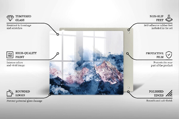 Steklena podloga za rezanje Abstraktno poslikane gore