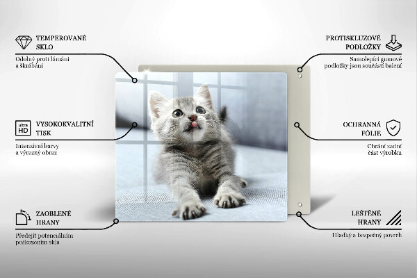 Steklena podloga za rezanje Majhna ljubka mucka