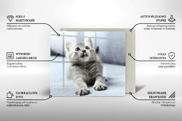 Steklena podloga za rezanje Majhna ljubka mucka