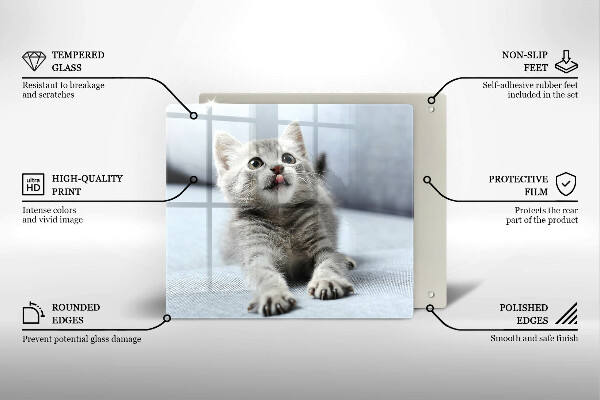 Steklena podloga za rezanje Majhna ljubka mucka