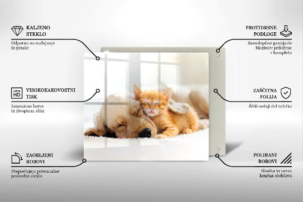 Steklena podloga za rezanje Živali pes in mačka