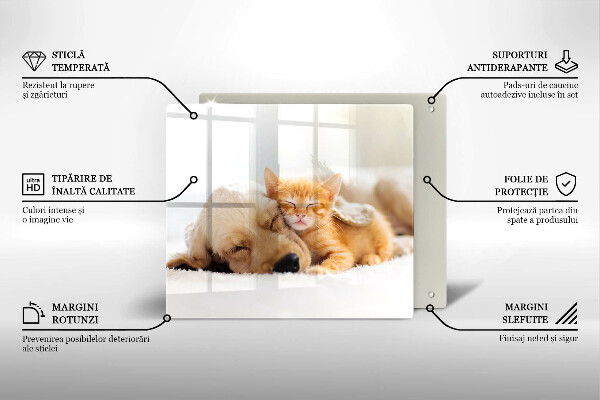 Steklena podloga za rezanje Živali pes in mačka