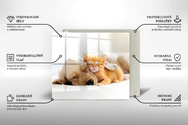 Steklena podloga za rezanje Živali pes in mačka