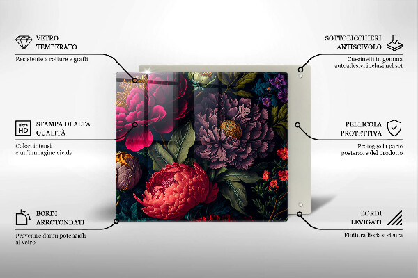 Steklena podloga za rezanje Lepe rože