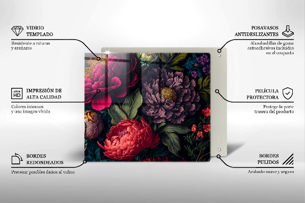 Steklena podloga za rezanje Lepe rože