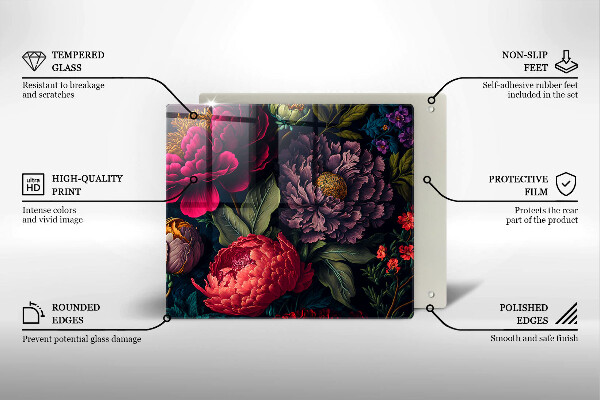 Steklena podloga za rezanje Lepe rože