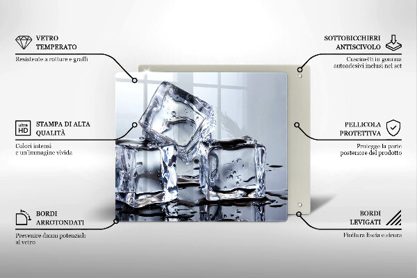 Steklena podloga za rezanje Ledene kocke