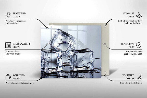 Steklena podloga za rezanje Ledene kocke