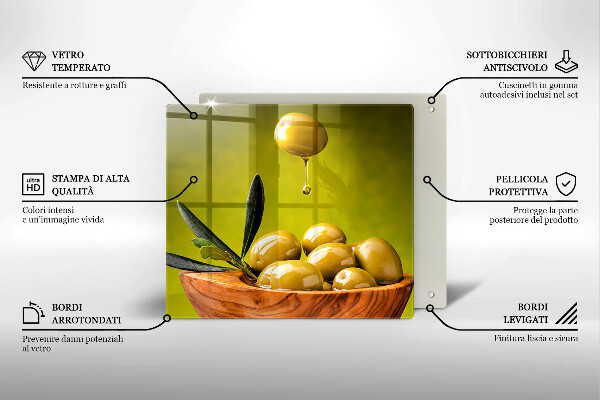 Steklena podloga za rezanje Okusne olive
