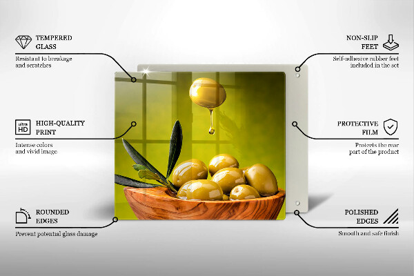 Steklena podloga za rezanje Okusne olive