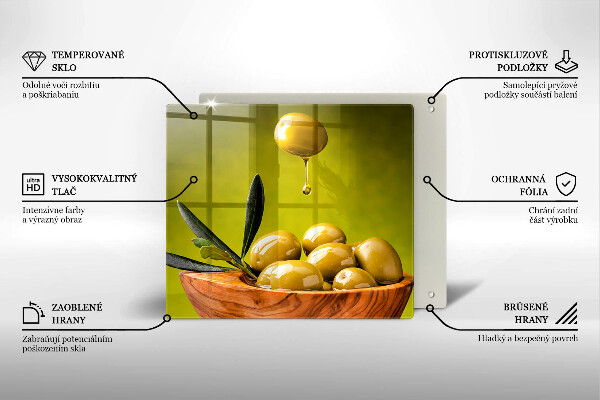 Steklena podloga za rezanje Okusne olive