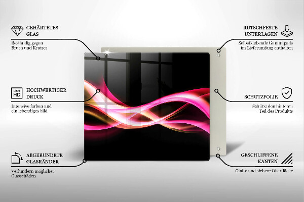 Steklena podloga za rezanje Abstraktni neonski dim