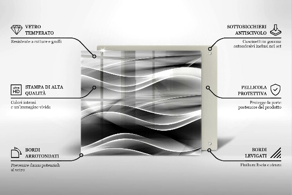 Steklena podloga za rezanje Abstraktne črte dima
