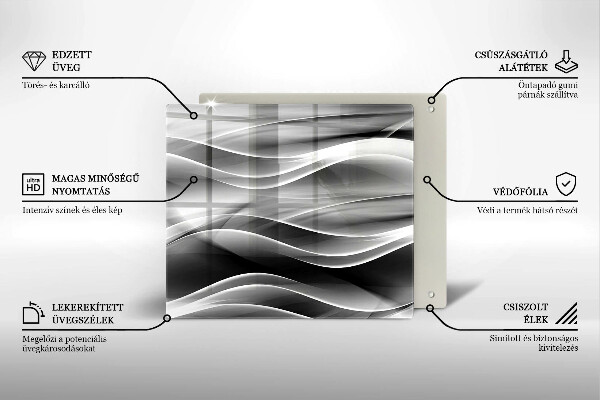 Steklena podloga za rezanje Abstraktne črte dima