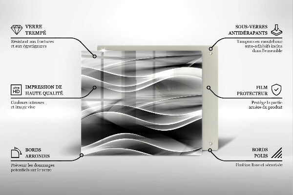 Steklena podloga za rezanje Abstraktne črte dima
