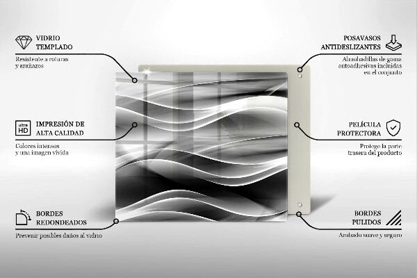 Steklena podloga za rezanje Abstraktne črte dima