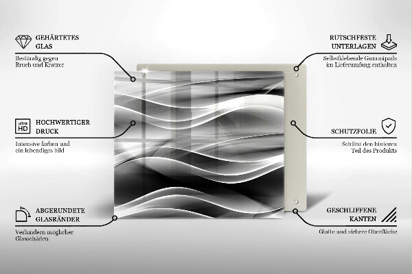 Steklena podloga za rezanje Abstraktne črte dima