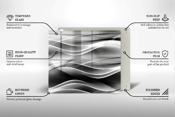 Steklena podloga za rezanje Abstraktne črte dima