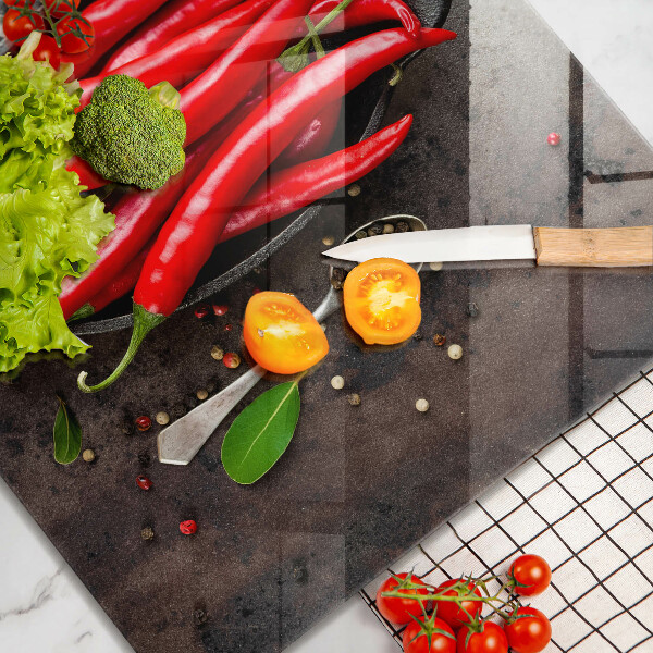 Steklena podloga za rezanje Rdeča čili paprika