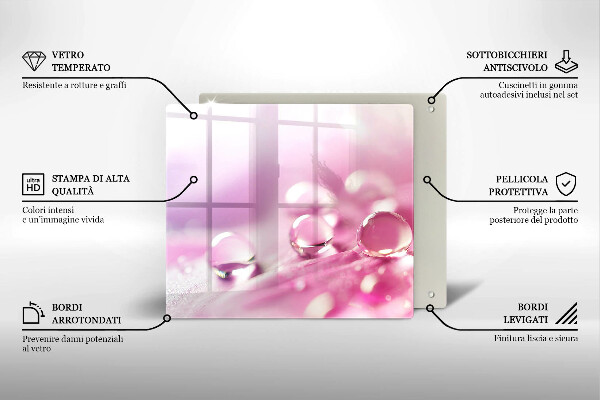 Steklena podloga za rezanje Rosni cvetni listi