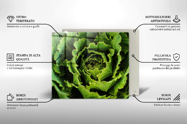 Steklena podloga za rezanje Uživanje listov zelene solate
