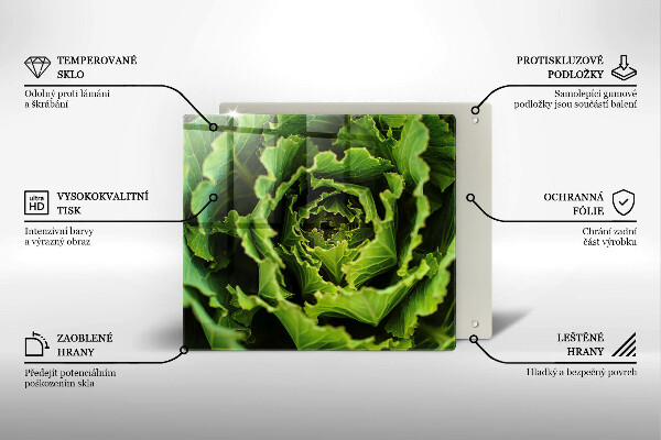 Steklena podloga za rezanje Uživanje listov zelene solate