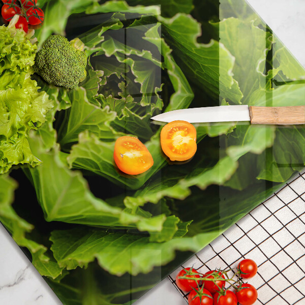 Steklena podloga za rezanje Uživanje listov zelene solate