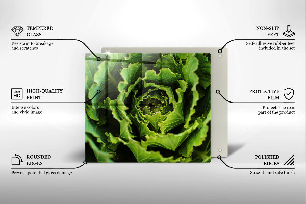 Steklena podloga za rezanje Uživanje listov zelene solate