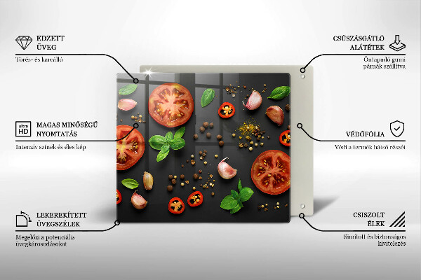 Steklena podloga za rezanje Paradižnik in začimbe