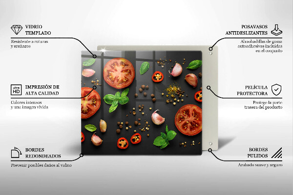 Steklena podloga za rezanje Paradižnik in začimbe